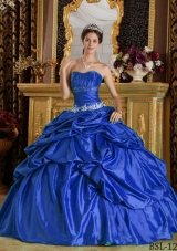Lovely Royal Blue Puffy Strapless Beading 2014 Quinceanera Dress