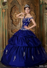 New Style Royal Blue Off The Shoulder Appliques Quinceanera Dress