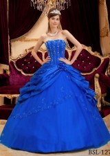 Puffy Strapless 2014 Lace Appliques Quinceanera Dresses