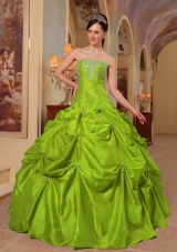 Puffy Strapless Quinceanera Dresses with Beading and Embroidery