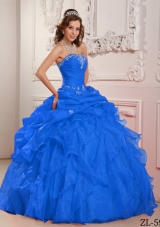 Puffy Strapless with Beading and Ruffles Quinceanera Dress for 2014