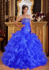 2014 Exclusive Puffy Sweetheart Beading Quinceanera Dresses with Ruffles