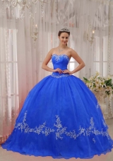2014 Puffy Sweetheart Appliques Long Quinceanera Dresses