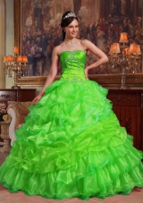 2014 Spring Sweetheart Beading Organza Quinceanera Dresses