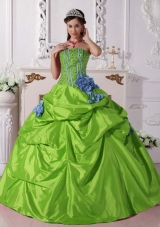 Cheap Ball Gown Strapless Beading 2014 Long Quinceanera Dress