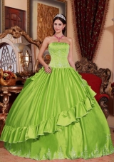 Elegant Puffy Strapless Quinceanera Dresses with Embroidery