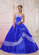 Elegant Sweetheart 2014 Appliques Quinceanera Dress with Bowknot