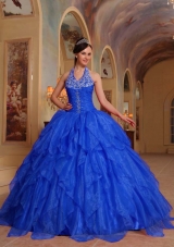 Gorgeous Halter Embroidery Quinceanera Dress with Ruffles