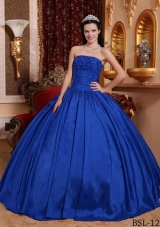 Perfect Blue Puffy Strapless 2014 Beading Quinceanera Dresses