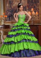 Princess Sweetheart Taffeta and Organza Beading Quinceanera Dresses