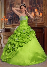 Puffy Sweetheart 2014 Quinceanera Dresses with Beading