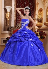 Sweet Puffy Strapless Appliques 2014 Quinceanera Dresses