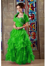 2014 Cute Sweetheart Organza Beading Sweet 16 Dresses