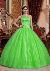 2014 Puffy Beading Quinceanera Dresses with One Shoulder