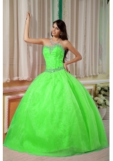 Ball Gown Sweetheart Beading Long Quinceanera Gowns in Spring Green