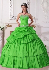 Elegant Long Beading and Ruching 2014 Spring Quinceanera Dresses