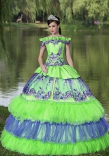 Puffy Off The Shoulder Appliques Quinceanera Dress For 2014