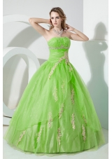 Strapless Organza Princess Quinceneara Dresses with Appliques and Beading