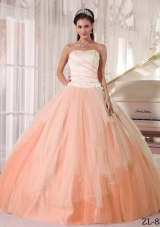 Affordable Puffy Sweetheart Beaded Dresses For Quinceaneras