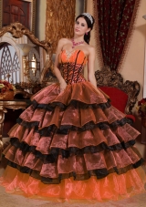 Pretty Sweetheart Quinceanera Dresses with Organza Layers and Appliques