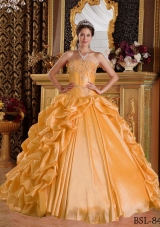Sweetheart Taffeta Emboridery and Beading Quinceanera Dresses with Pick-ups