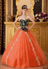 Orange Red Princess Sweetheart Beading Quinceanera Dresses Gowns