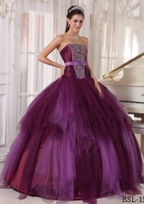 2014 Affordable Puffy Quinceanera Dresses Strapless with Beading