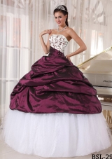 2014 Beautiful Puffy Strapless Embroidery Quinceanera Dresses with Pick-ups
