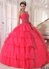 2014 Cheap Puffy Sweetheart Beading Quinceanera Dress with Ruffled Layers