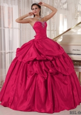 2014 Quinceanera Dress in Hot Pink Puffy Sweetheart with Beading and Pick-ups