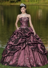Custom Size Strapless Appliques and Pick-ups Dark Purple Quinceanera Dresses