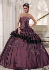 2014 New Style Puffy Strapless Beading Quinceanera Dresses with Appliques