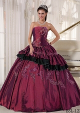 2014 Pretty Puffy Strapless Beading Quinceanera Dresses with Appliques