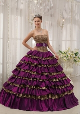 2014 Pretty Purple Ball Gown Sweetheart Quinceanera Dresses with Ruffled Layers