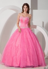 Beautiful Sweetheart Organza Quinceneara Dresses with Appliques and Beading