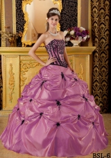 Discount Strapless Sweet 16 Dresses with Black Appliques