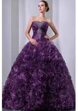 Eggplant Purple Princess Strapless Beading Quinceanea Dresses for 2014 Spring