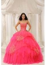Custom Made Red Sweetheart Embroidery For Quinceanera Wear In 2014