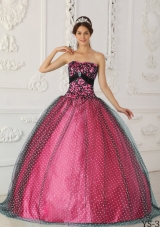 Puffy Strapless Appliques Sweet 15 Dresses with Appliques and Beading