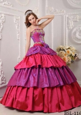 Puffy Strapless Ruffled Layers and Bowknot for 2014 Quinceanera Dresses