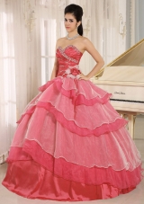 Red Sweetheart Ruching and Ruffled Layeres Quinceanera Dress In 2014