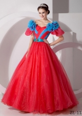 Beautiful Princess V-neck 2014 Quinceanera Dresses with Short Sleeves