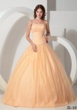 Elegant Princess Strapless Quinceanera Gown Dresses with Beading