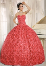 Embroidery Sequins Sweetheart Red Quinceanera Dresses 2014