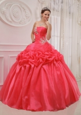 Gorgeous Red Strapless Ruching and Beading Quinceanera Dresses 2014