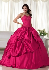 Lovely Red Puffy Sweetheart Embroidery Quinceanera Dresses for 2014