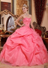 New Style Strapless Organza Pick-ups Quinceanera Gowns with Appliques