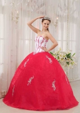 Puffy Red Sweetheart 2014 Appliques Quinceanera Dresses