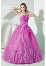 Pink Princess Organza Quinceanera Dress with Appliques