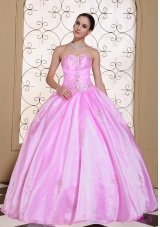Sweet 2014 Pink Quincenera Dresses Sweetheart Beaded Decorate Bust